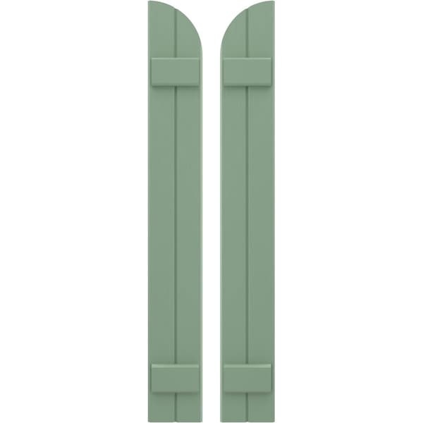 Ekena Millwork Americraft 2-Board (2 Batten) Wood Joined Board-n-Batten Shutters w/ Arch Top, ARW101BQ207X83TGH, PR ARW101BQ207X83TGH - main